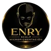 Logotipo negro y dorado para "ENRY Scalp Micropigmentaci&oacute;n"