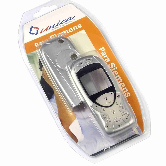 Un teléfono celular en un paquete que dice para siemens