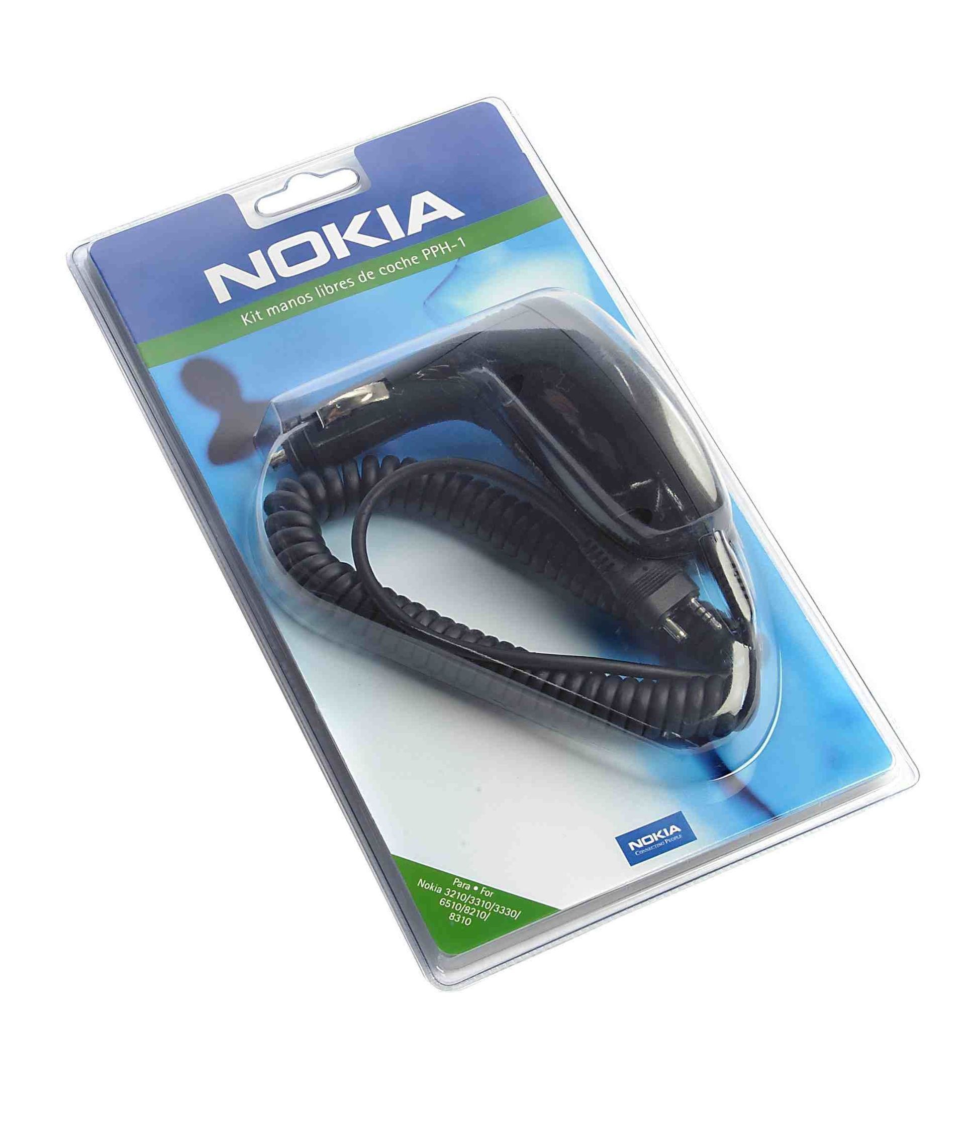 Un teléfono Nokia en un paquete sobre un fondo blanco.