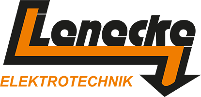 Ein schwarz-oranges Logo für Lenecke Elektrotechnik