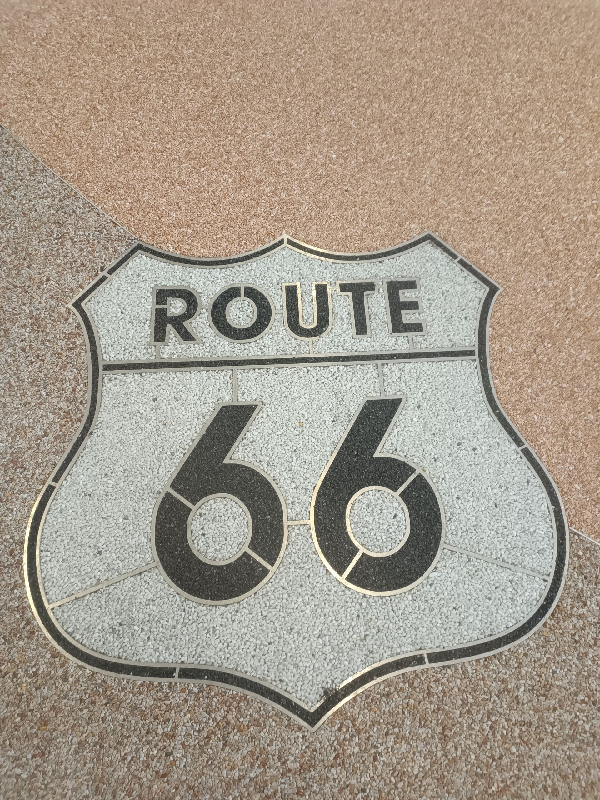 Sol en moquette de pierre personnalisé avec une illustration de la route 66