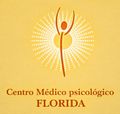 Logotipo del Centro M&eacute;dico Psicol&oacute;gico de Florida: Persona con los brazos en alto frente a un sol radiante
