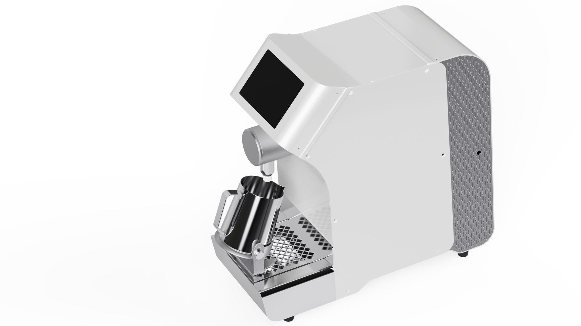 Máquina de laboratorio blanca con pantalla táctil y múltiples ranuras para tubos de ensayo.