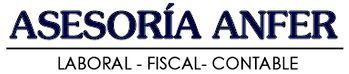 Logo de &ldquo;ASESOR&Iacute;A ANFER&rdquo; con texto azul y subt&iacute;tulo &ldquo;LABORAL - FISCAL - CONTABLE - SEGUROS&rdquo;.