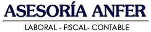 Logo de &ldquo;ASESOR&Iacute;A ANFER&rdquo; con texto azul y subt&iacute;tulo &ldquo;LABORAL - FISCAL - CONTABLE - SEGUROS&rdquo;.