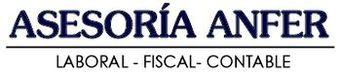 Logo de &ldquo;ASESOR&Iacute;A ANFER&rdquo; con texto azul y subt&iacute;tulo &ldquo;LABORAL - FISCAL - CONTABLE - SEGUROS&rdquo;.