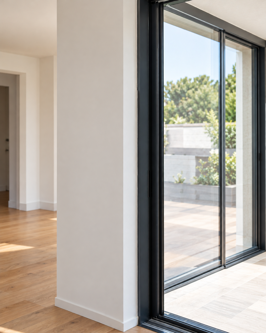 Des ouvriers du bâtiment travaillent sur des échafaudages à côté d'un bâtiment en béton en rénovation.