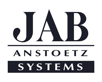 Ein schwarz-weißes Logo für Jab Anstoetz Systems