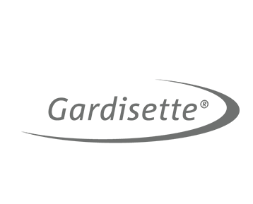 Ein schwarzweißes Logo für Gardinette auf weißem Hintergrund.