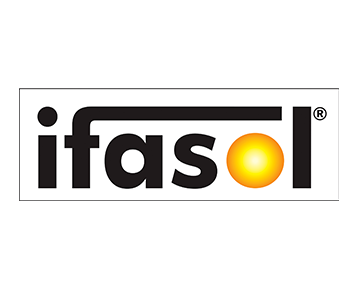 Ein ifasol-Logo mit einem gelben Kreis in der Mitte