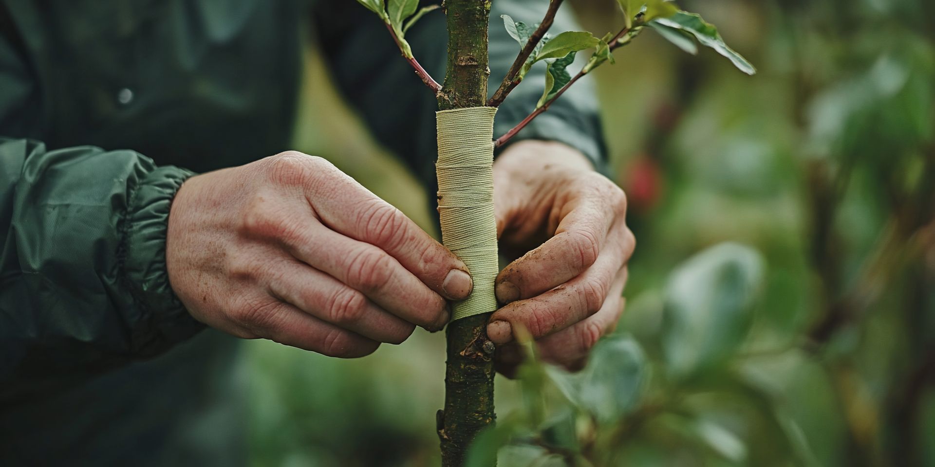 Soin sur un arbre fruitier jeune