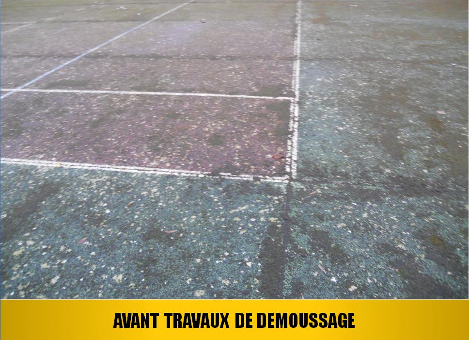 Terrain de tennis avant intervention