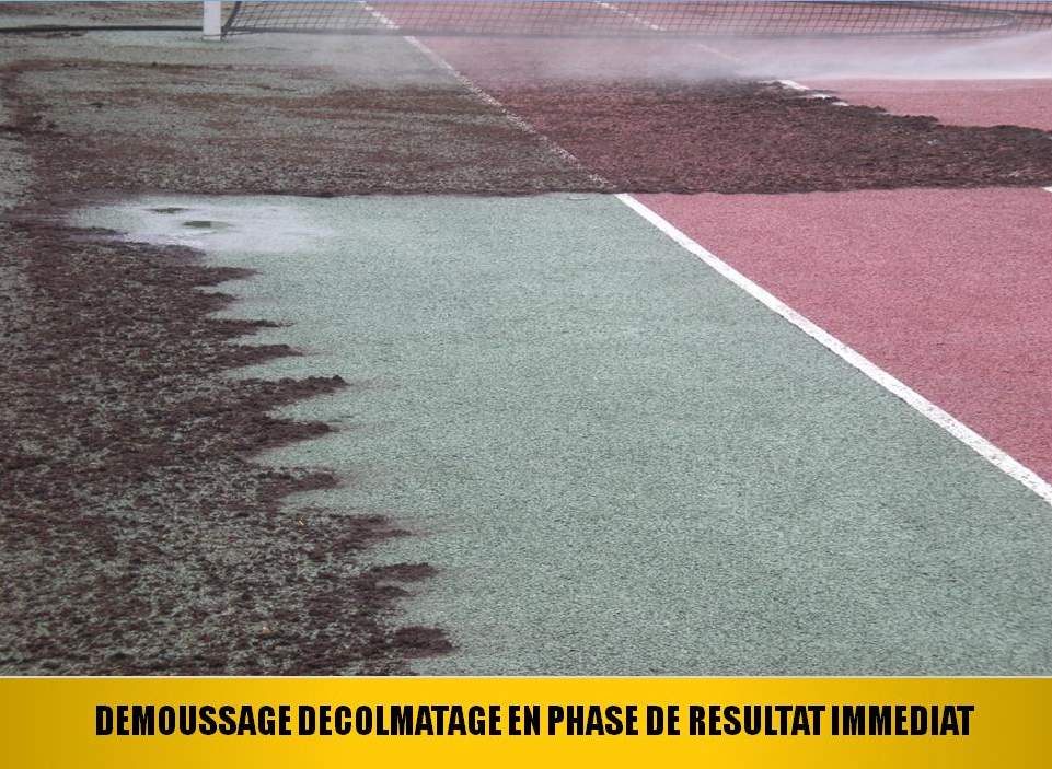 Terrain de tennis pendant intervention