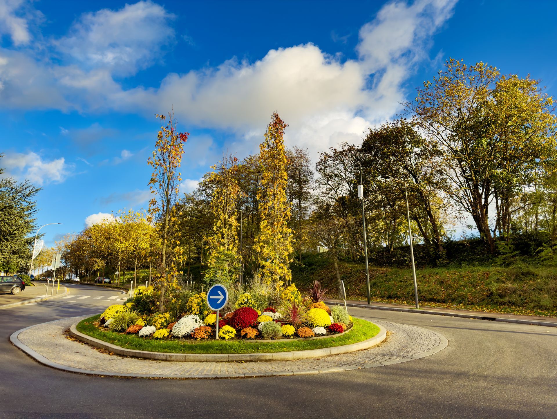Rond-point fleuri dans le centre de Villeneuve-Saint-Georges