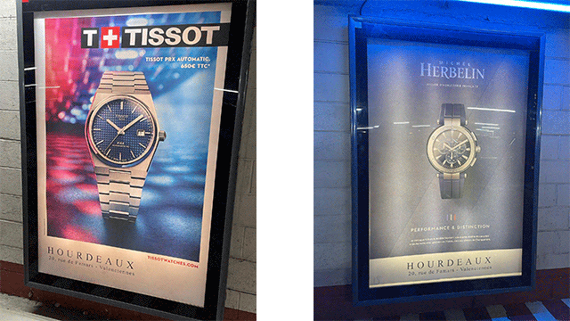 Affiches créées par l'entreprise en gros plan