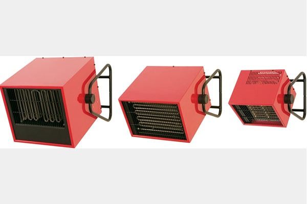 Cuatro tipos diferentes de calentadores rojos sobre un fondo blanco