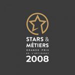 Logo Stars & Métiers 2008 en or sur fond gris foncé.
