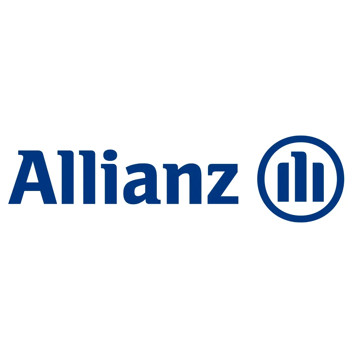 Logotipo de Allianz en azul con emblema circular sobre fondo blanco.