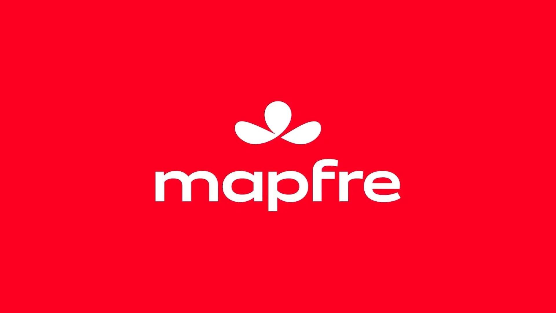 Logotipo de Mapfre sobre fondo rojo con texto e icono blancos.
