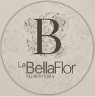 Logotipo para La Bella Flor, una florister&iacute;a, con un dise&ntilde;o floral y una letra "B" grande.