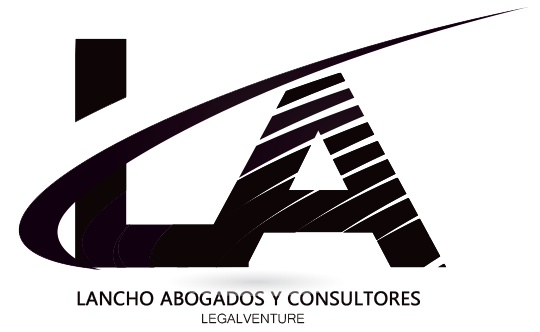A black and white logo for lanco abogados y consultores