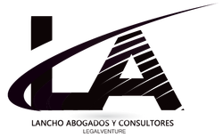 A black and white logo for lanco abogados y consultores