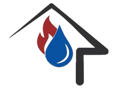 Im Logo sind ein Wassertropfen und ein Feuer zu sehen.