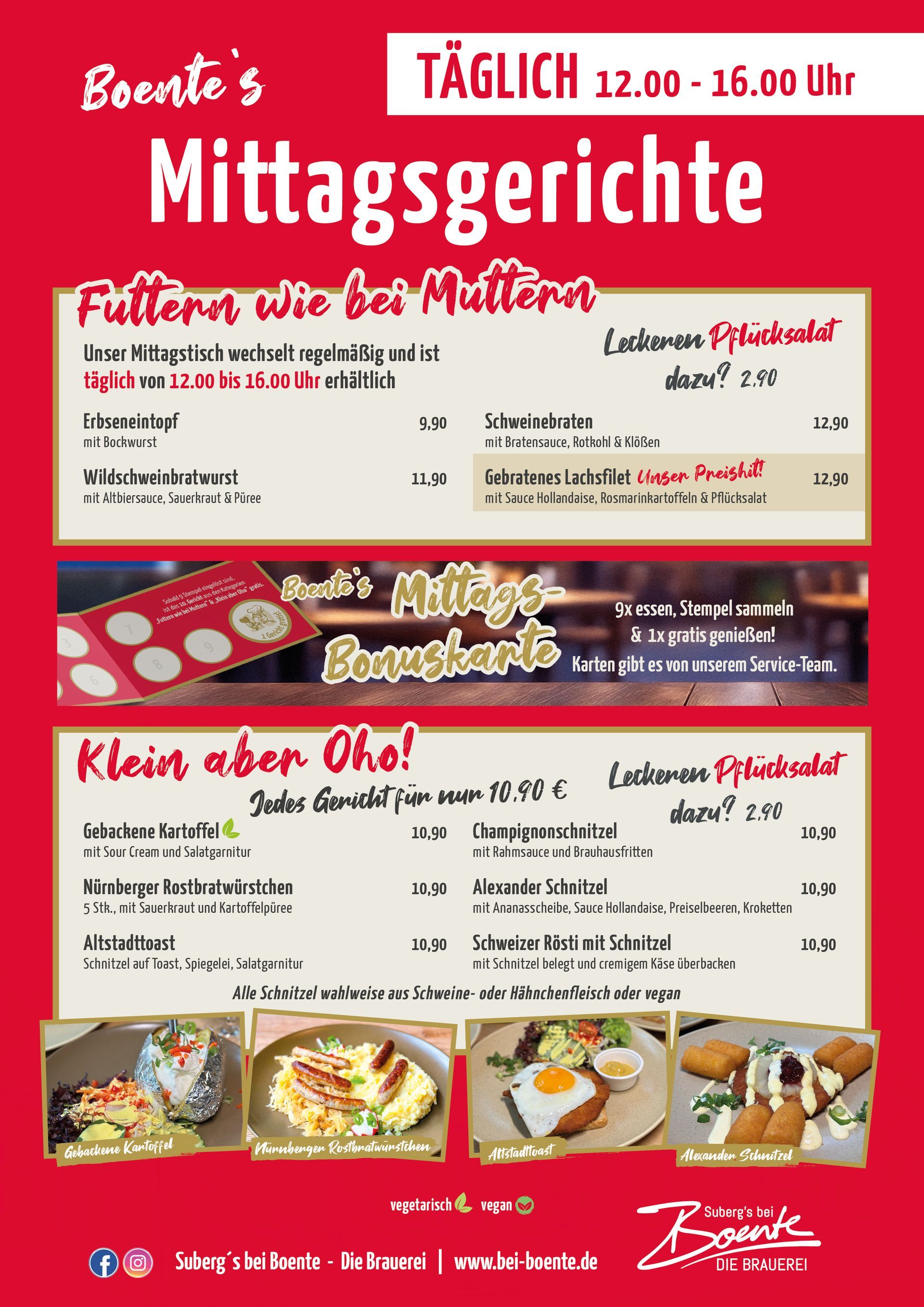 Mittagskarte | Bei Boente | Recklinghausen
