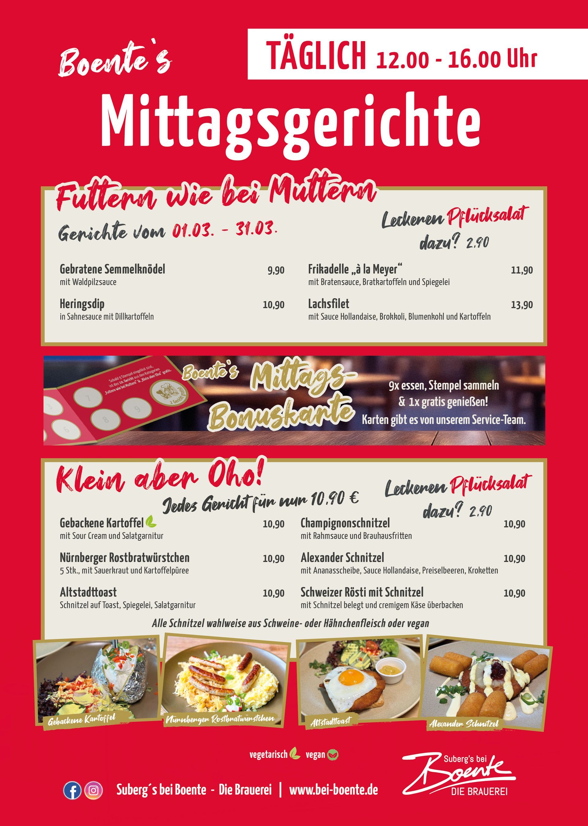 Mittagskarte | Bei Boente | Recklinghausen