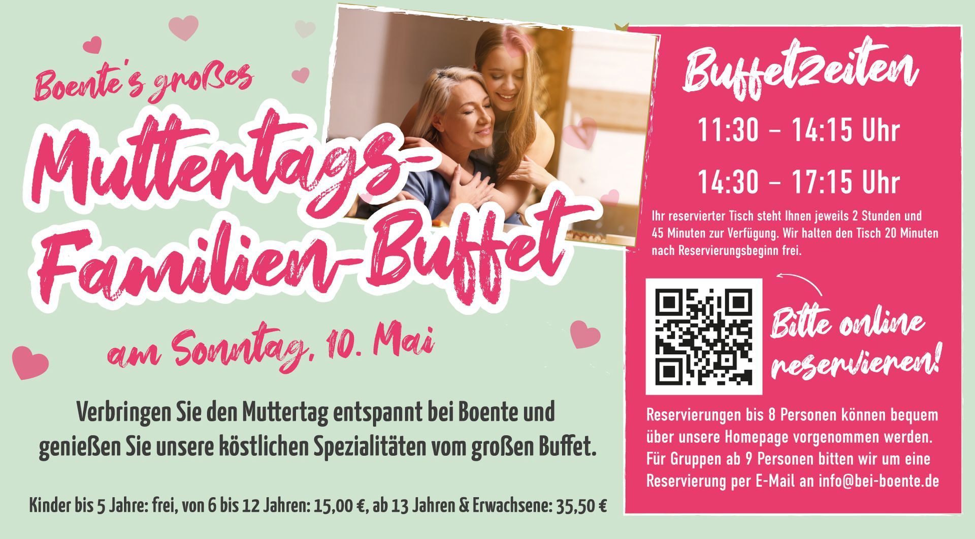 Boente’s großes Muttertags-Familien-Buffet am 10. Mai
