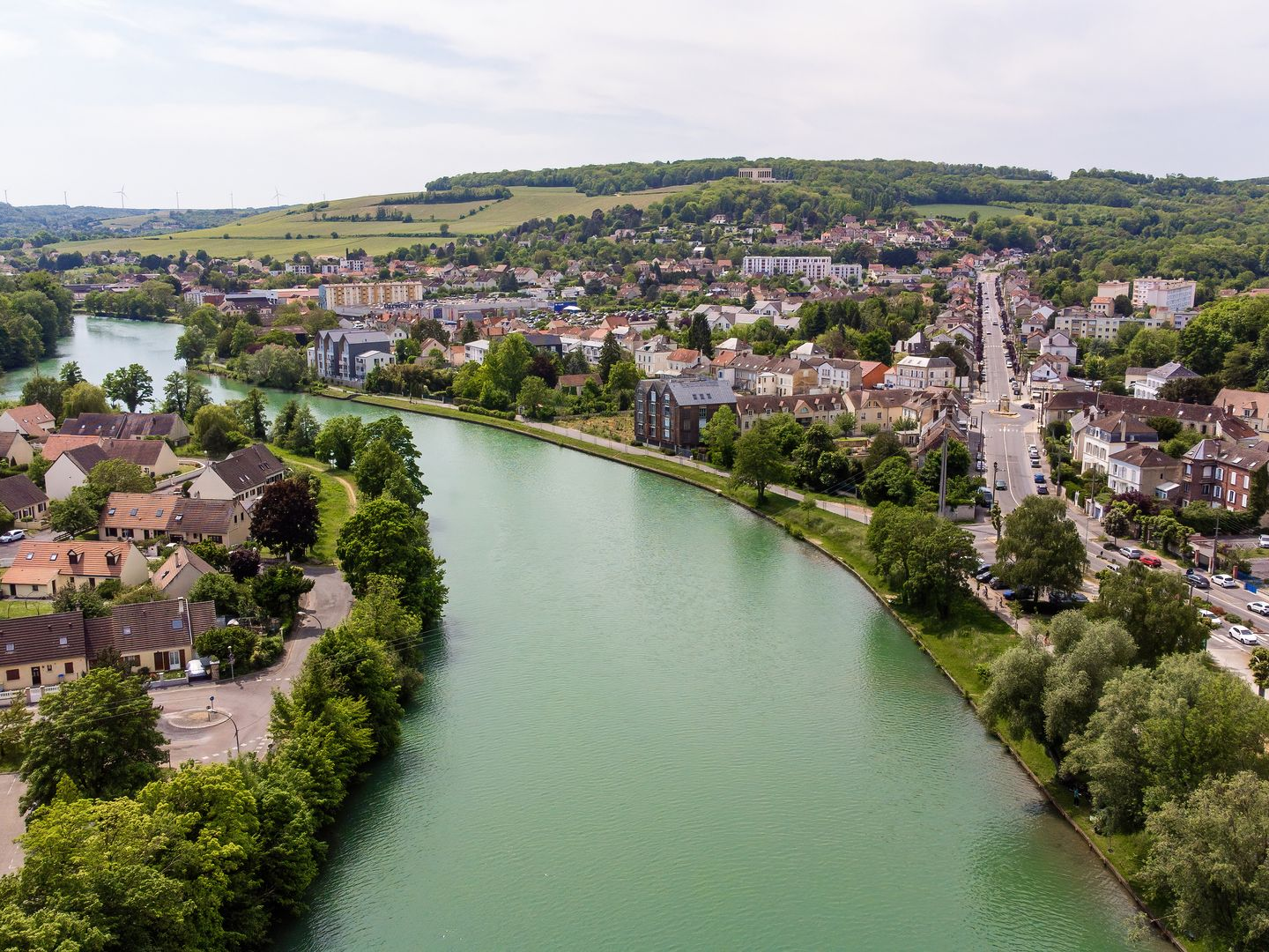 Un point de vue aérien de Chézy-sur-Marne