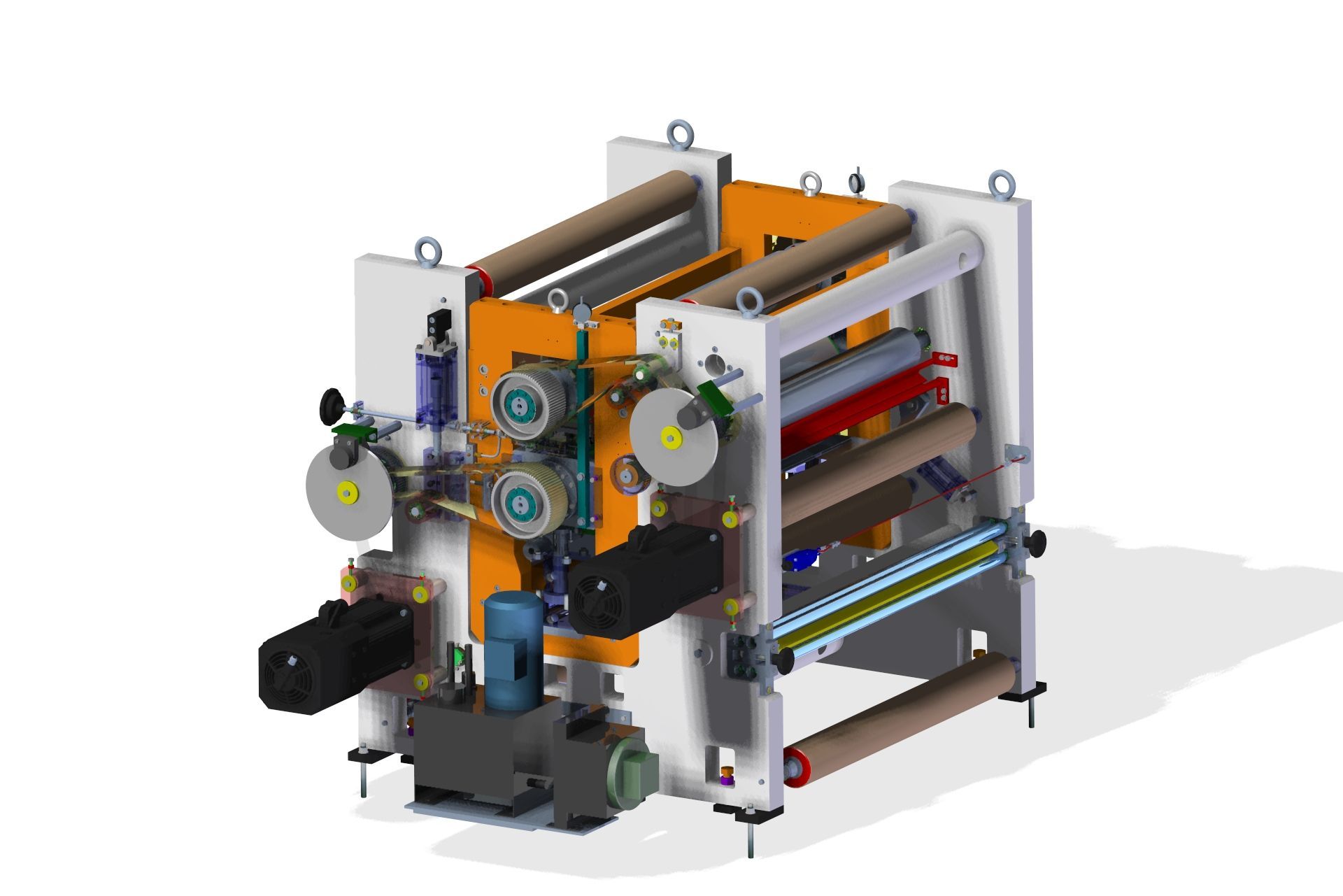 Un modelo 3D de una máquina sobre un fondo blanco.