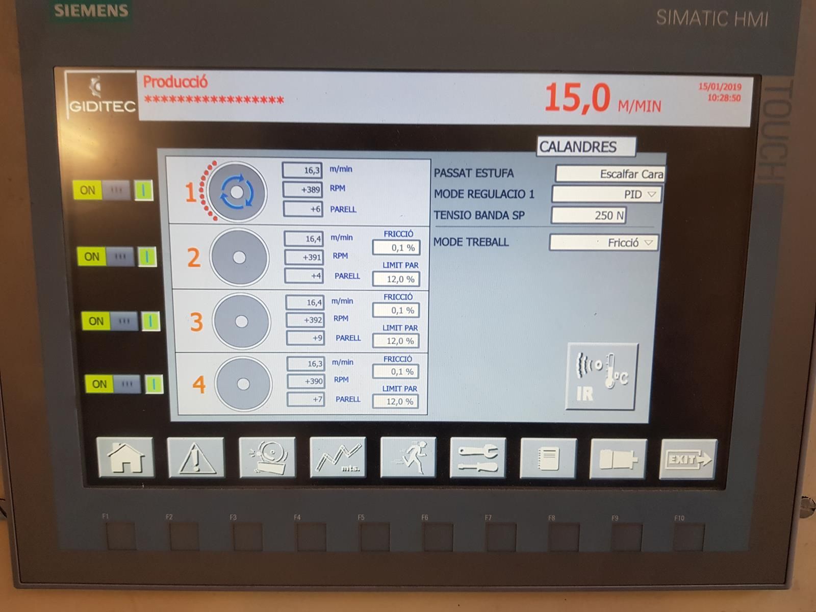 Un monitor Siemens con una pantalla de una máquina.