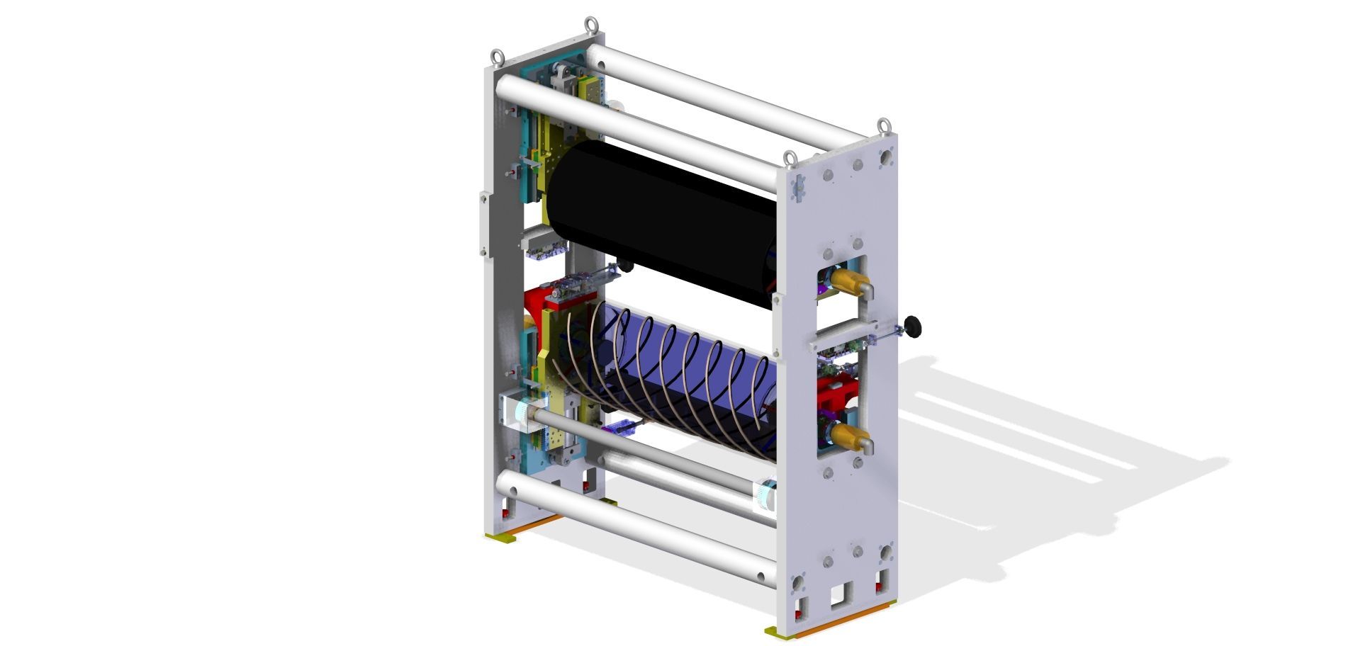 Un modelo 3D de una máquina sobre un fondo blanco.