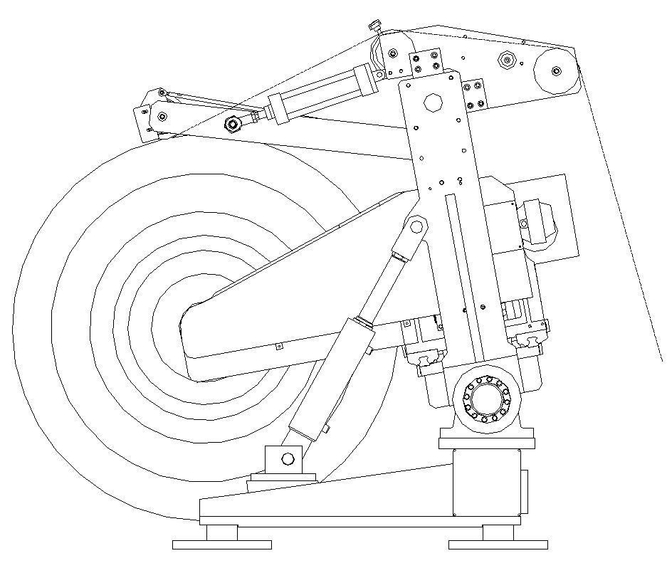 Un dibujo en blanco y negro de un brazo robótico.