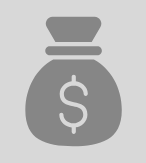 Un icono gris de una bolsa de dinero con un signo de dólar encima.