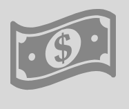 Un icono gris de un billete de dólar con un signo de dólar en él.