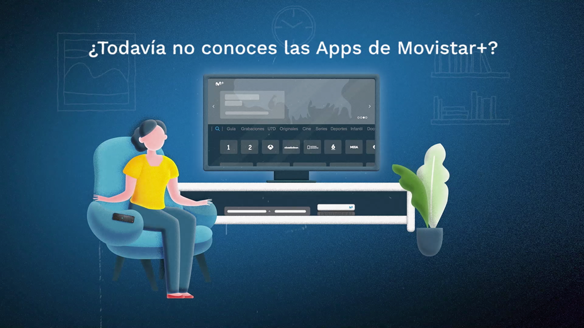 Mujer en silla viendo la televisión, el texto arriba dice 