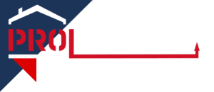 Un logotipo rojo, blanco y azul para una empresa llamada pro