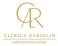 Logotipo de Clínica Gariglio: monograma "CR" sobre texto "Clínica Gariglio, Salud multidisciplinar" en dorado.