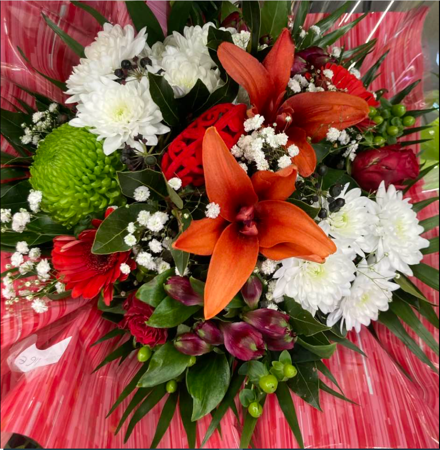 Photo d'une composition florale multicolore