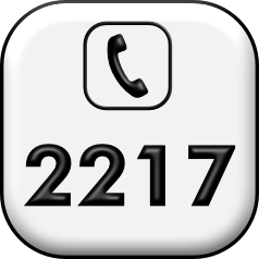 Weißes App-Symbol mit schwarzem Telefonsymbol und der Zahl 2217 darunter.