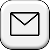 Graues, abgerundetes quadratisches App-Symbol mit einem schwarzen Briefumschlag-Symbol