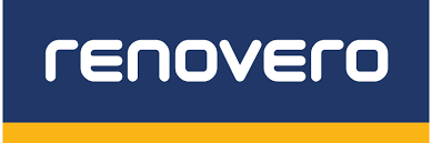Renovaro-Logo in Weiss auf dunkelblauem Hintergrund mit einem gelben Streifen am unteren Rand