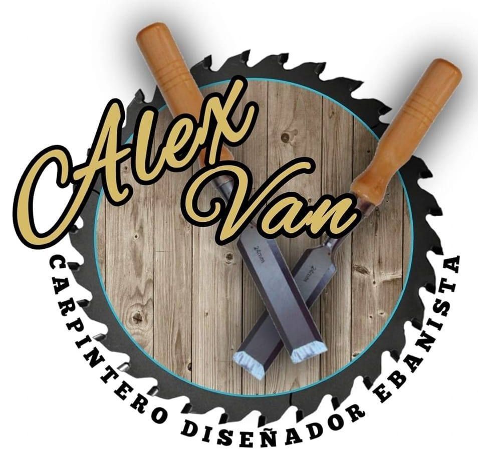 A logo for alex van carpintero diseñador ebanista