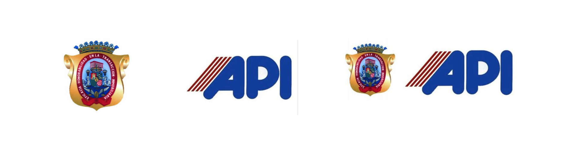 Logotipos de API, con escudo y las iniciales “API” en color azul.