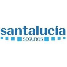 El logotipo de santalucia seguros es azul y blanco.