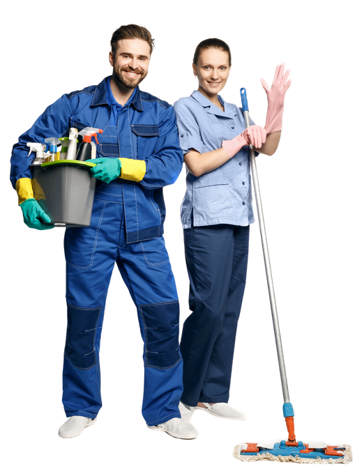 Deux professionnels du ménage