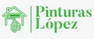 Logotipo verde de Pinturas López con un icono de una casa y un rodillo de pintura.