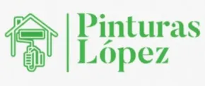Logotipo verde de Pinturas López con un icono de una casa y un rodillo de pintura.